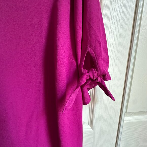 NWT Apt 9 Women’s Plus 1X Button Up Fuchsia Pink Tie Sleeve Top - Picture 3 of 7